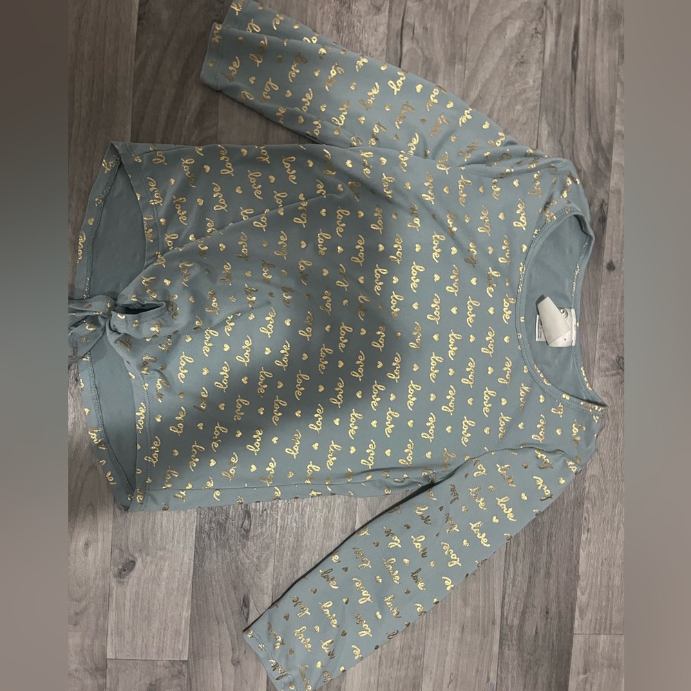 Blue Sweatshirt with Gold 'Love' Foil Print